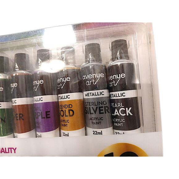 Artist Quality METALLIC Paint Set 12 Tubes Blends Easily Brilliant Non Toxic - Picture 11 of 14